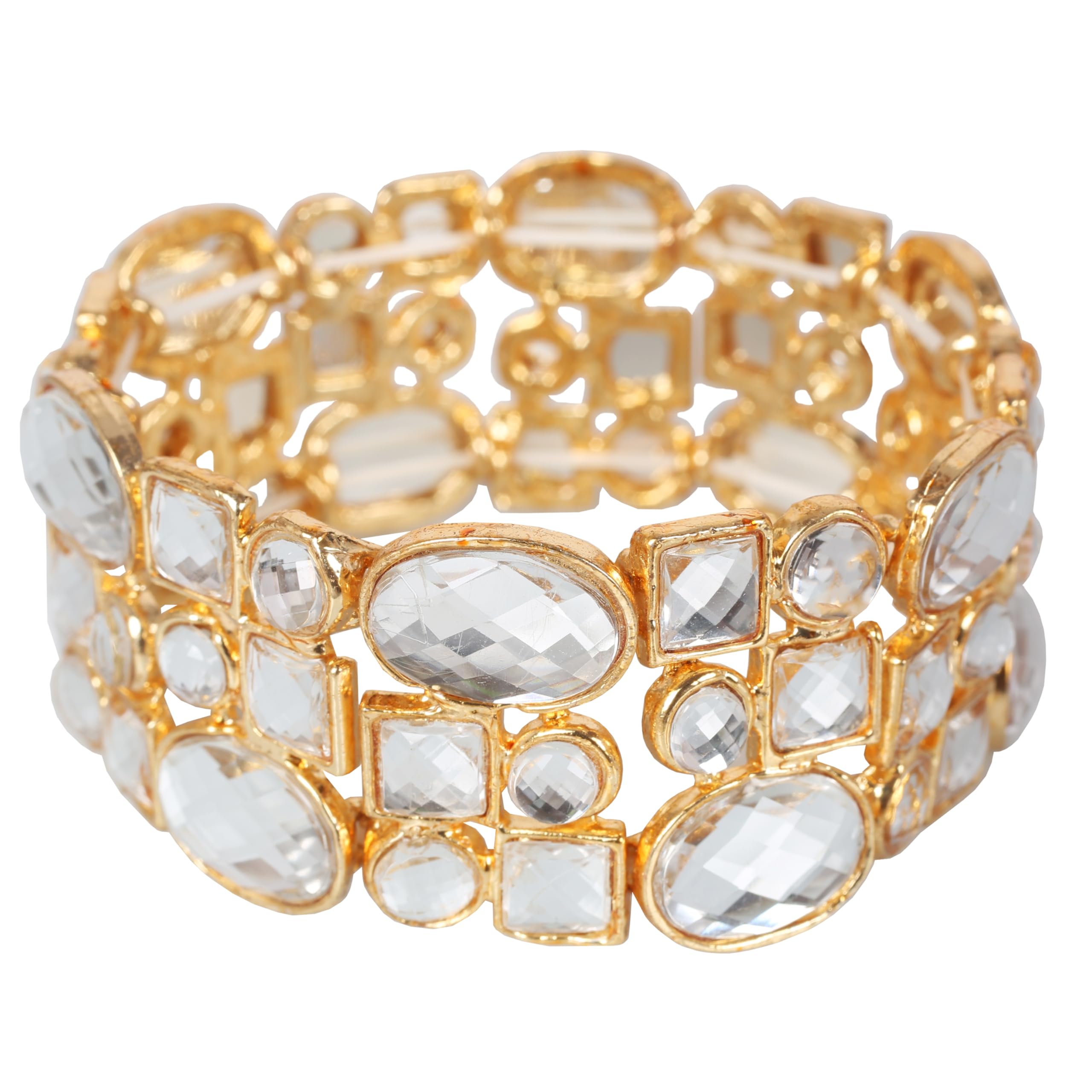 Touchstone Indian Bollywood Desire Brass Base Exotic Workmanship Free Size Cuff Bracelet in Antique Gold Or White Or Copper Tone for Women.