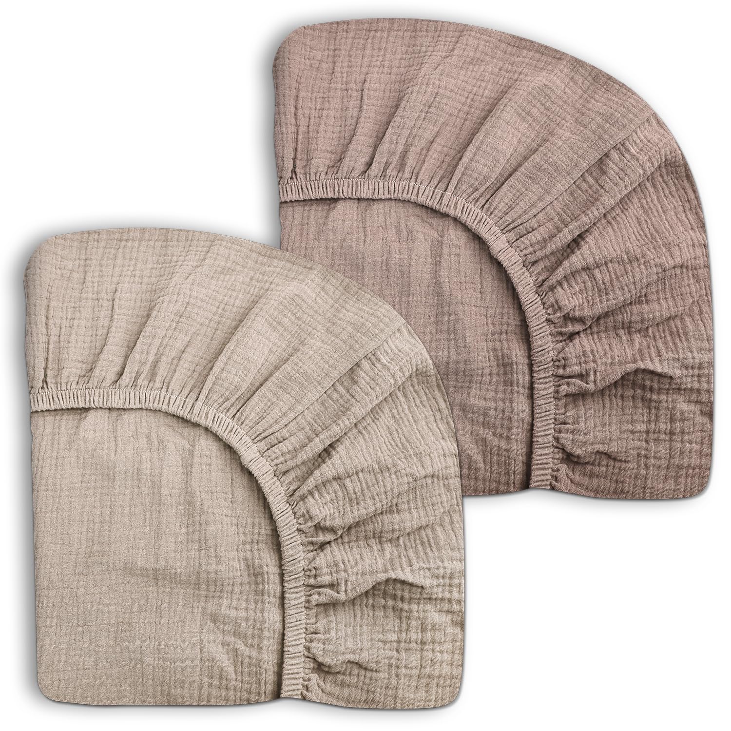 Crib Sheets for Baby Boy Girl 2 Pack, Fitted Crib Mattress Sheet 28" x 52", Muslin Toddler Bedding with Neutral Style, Nursery Bedding Essentials (Beige & Vintage Taupe) โ image 1