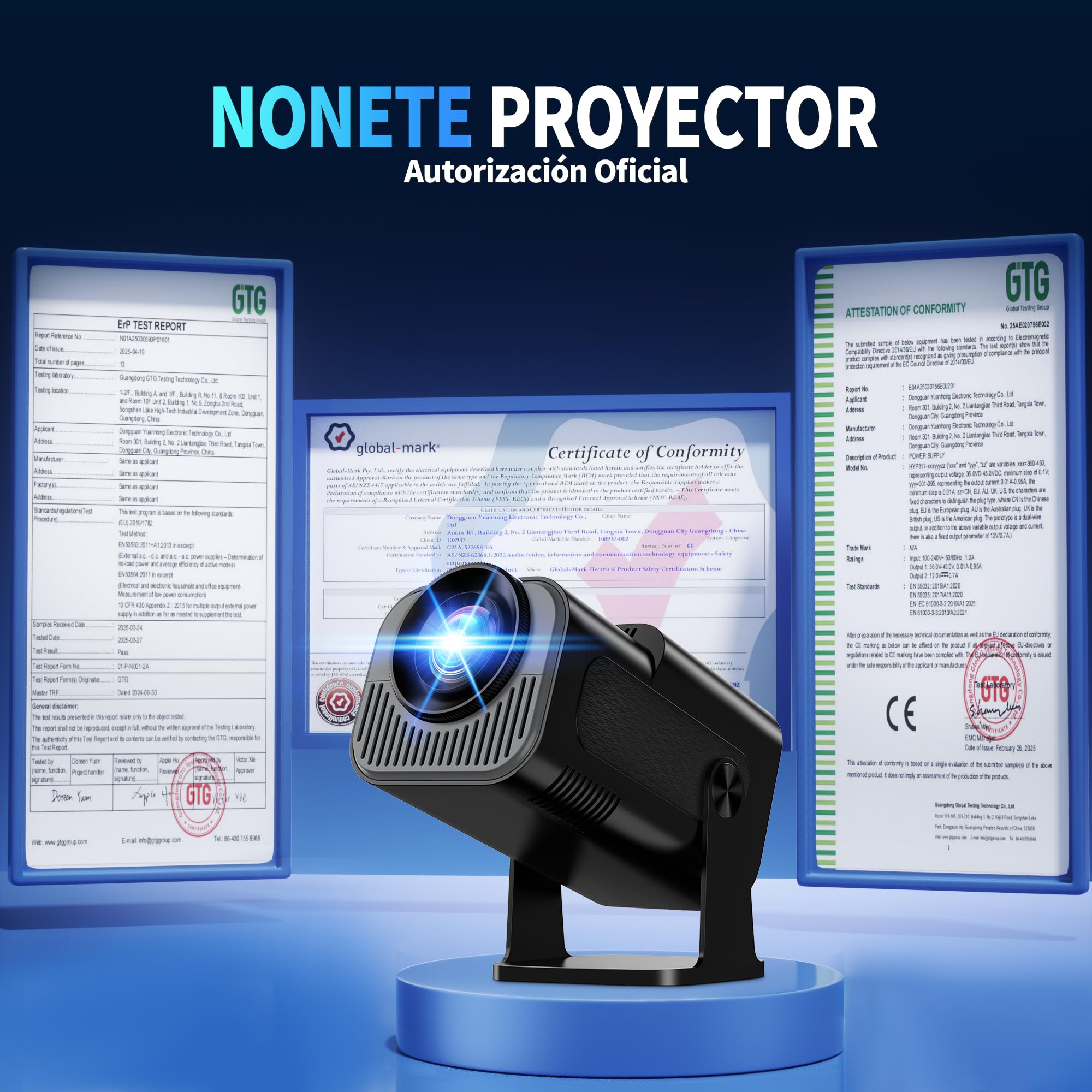[App Integrada & 2026 Upgraded] Mini Proyector 4K 1080P Proyector Vídeo con WiFi 6 Bluetooth 5.2 Support Gira 270° Corrección Trapezoidal Automática para HDMI/TV Stick/PC/USB, Negro