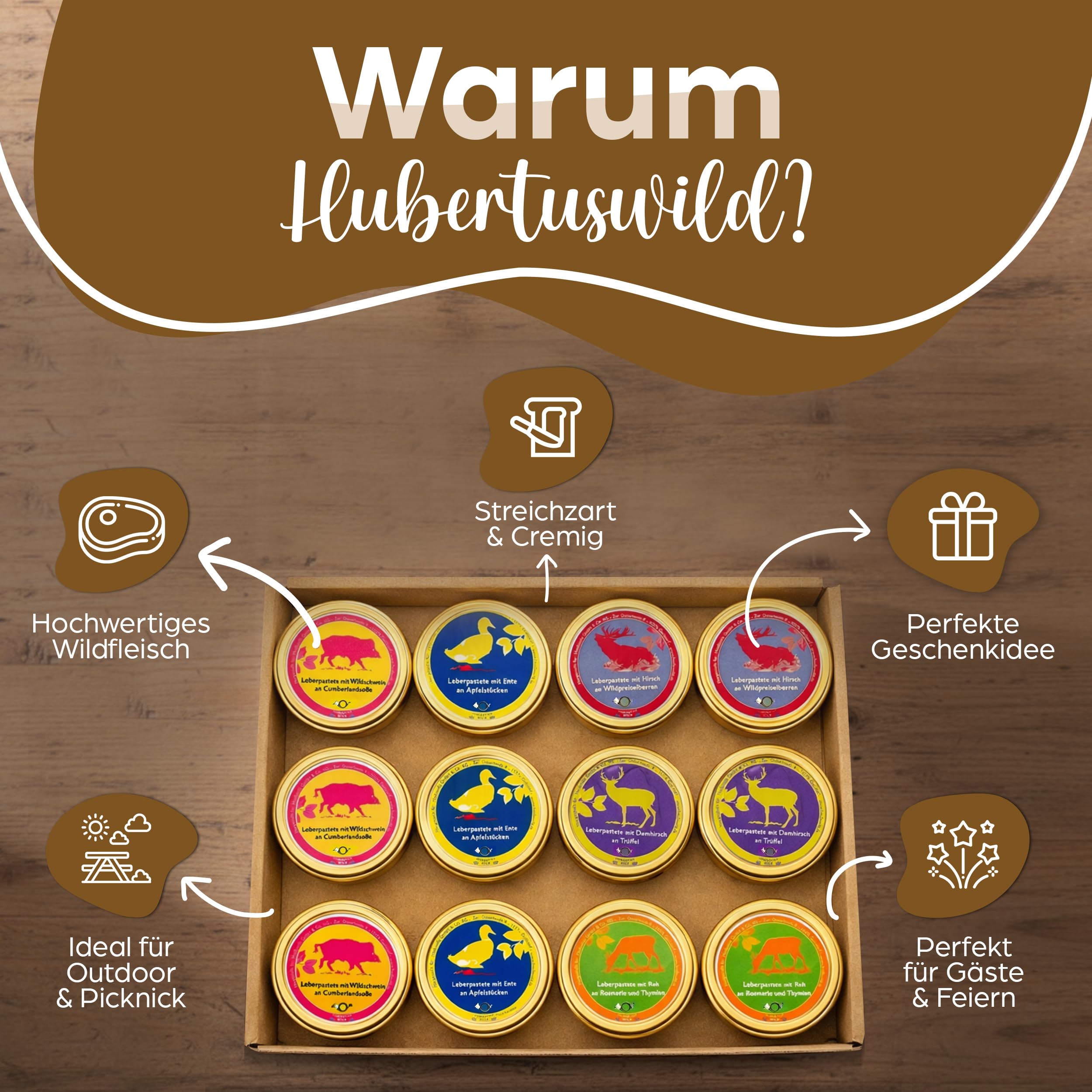 Mix Tray Hubertuswild Leberpastete alle Sorten