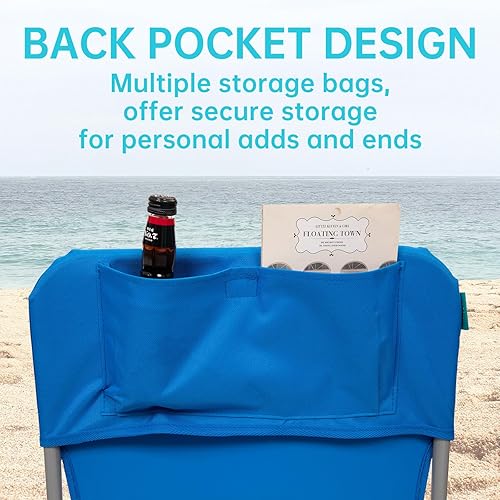 Miniatura 5 de #WEJOY Folding Beach Chair for Adults, Lightweight Beach Chair with Shoulder Straps, High Back Beach Chairs with Hard Armrest, Supports 300lbs for