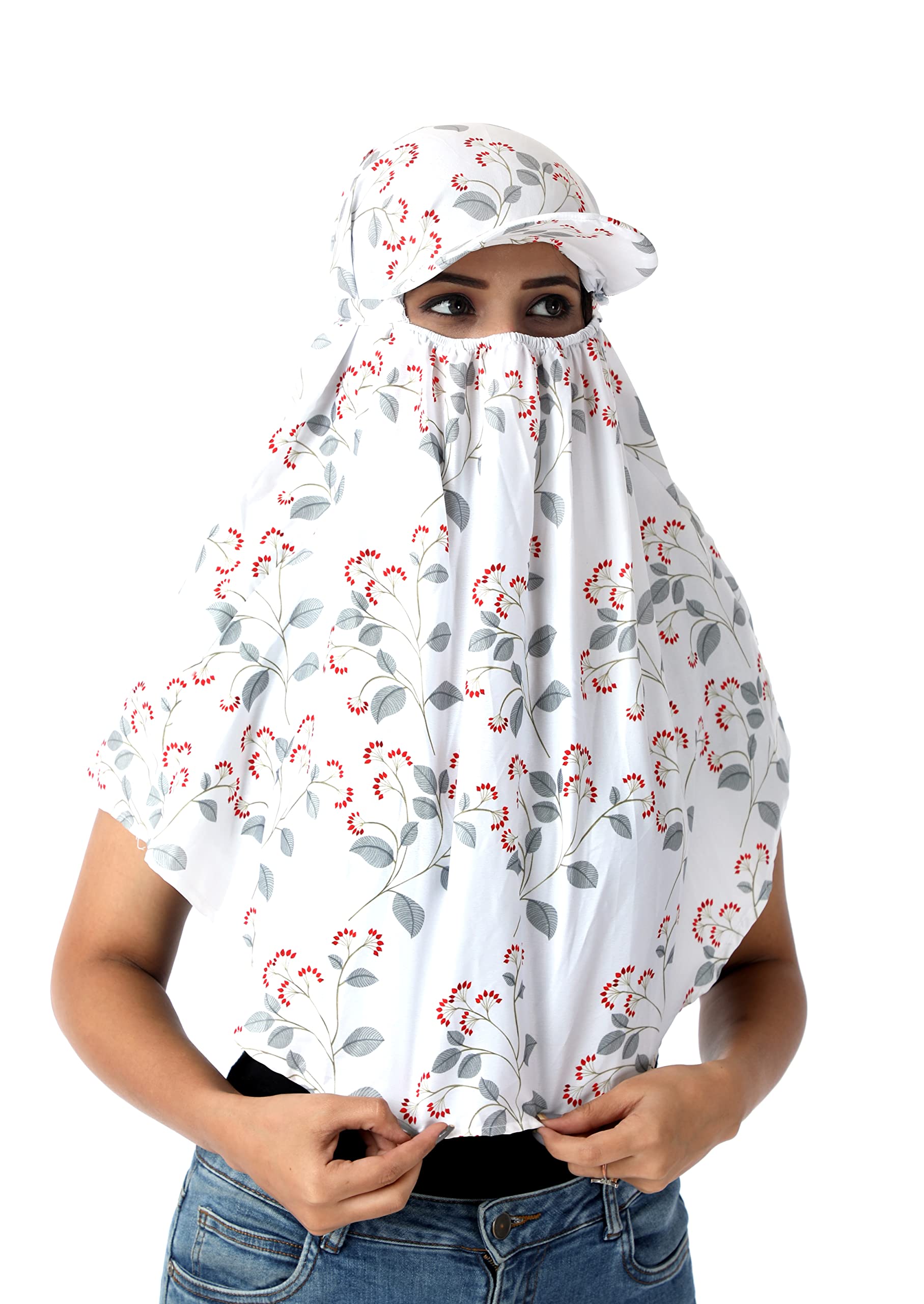 printed scarf for women,Pure Cotton Printed Scarf Cum Mask With Face Cover Sun Protection Free Size For Women's And Girl's.-image-10