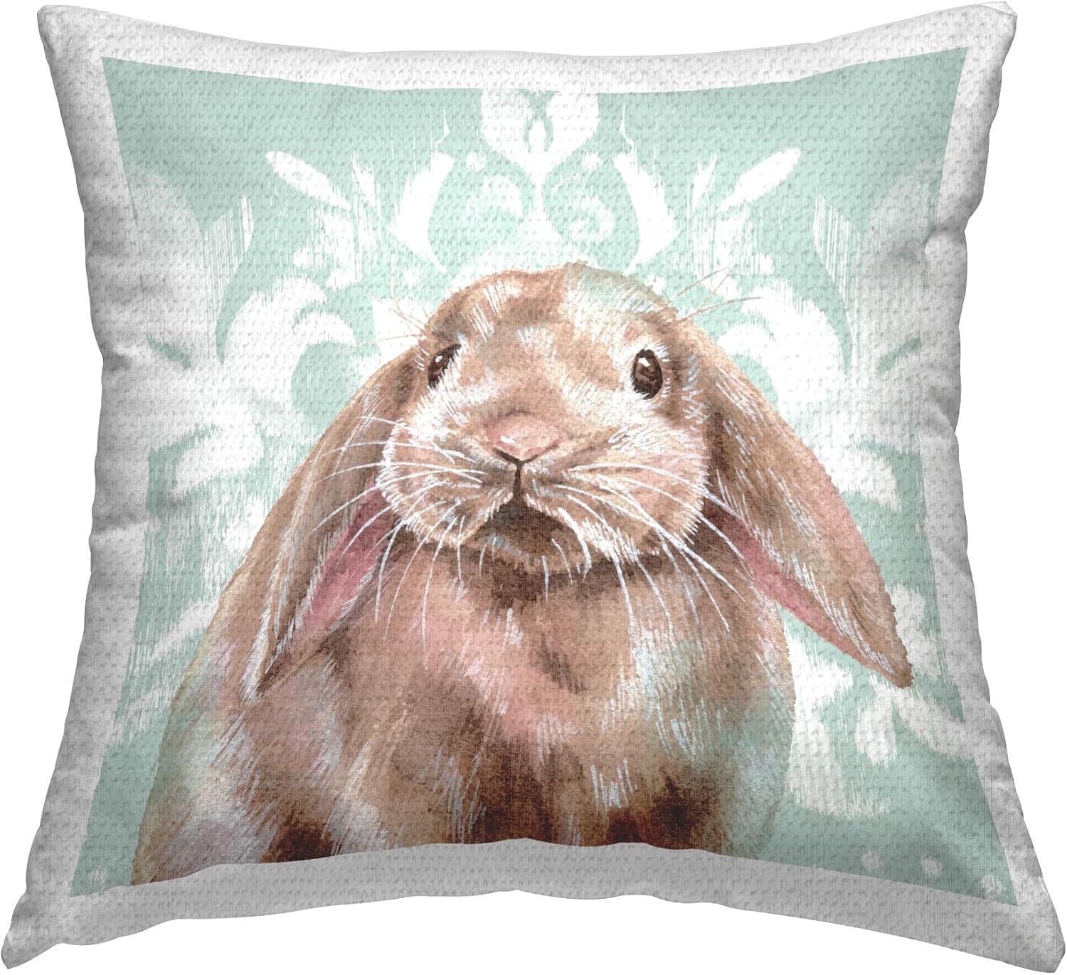 Stupell Industries Bunny with Floral Pattern Design by Courtney Morgenstern Outdoor Printed Throw Pillow, 18 x 7 x 18, Blue