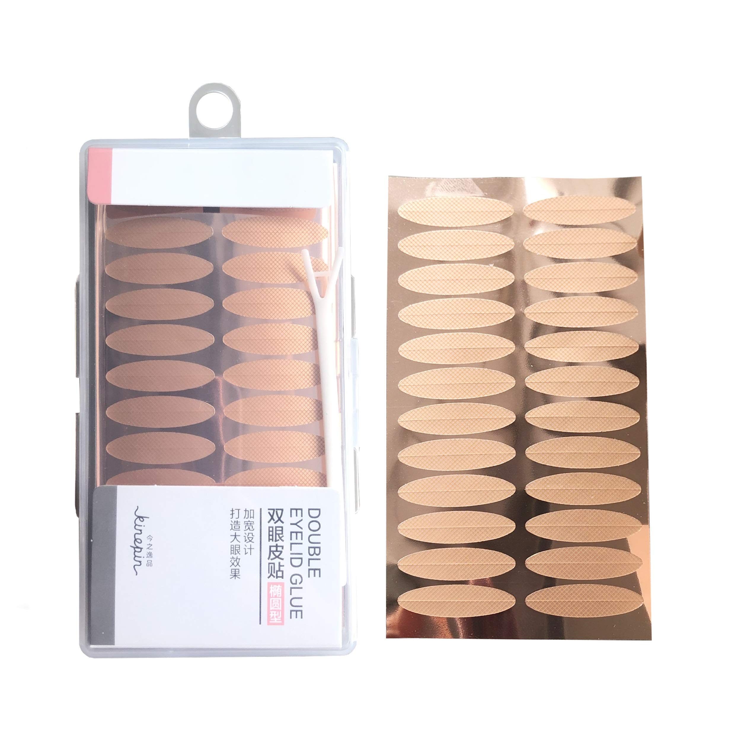 Dofash 384PCS Waterproof Breathable Double-Sided Eyelid Tape with Scissor - Big Eye Decoration Invisible Double Fold Eyelid Shadow Sticker (pink wider(384counts))