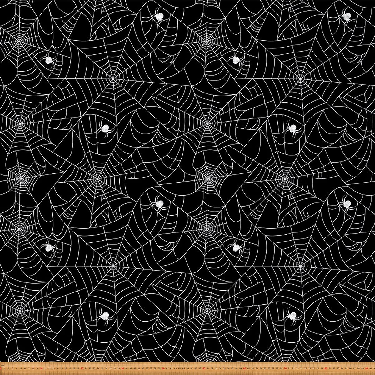 Spider Web Outdoor Fabric by The Yard Halloween Theme Scary Spider Upholstery Fabric for Chairs Black White Animal Theme Decorative Fabric for Home DIY Projects 1 Yard,(L92*W150cm)