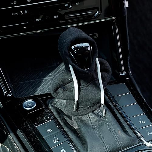 Miniatura 7 de 2 fundas para pomo de palanca de cambios de automóvil, color negro y morado, pomo con capucha, suéter, accesorios interiores automotrices, ajuste