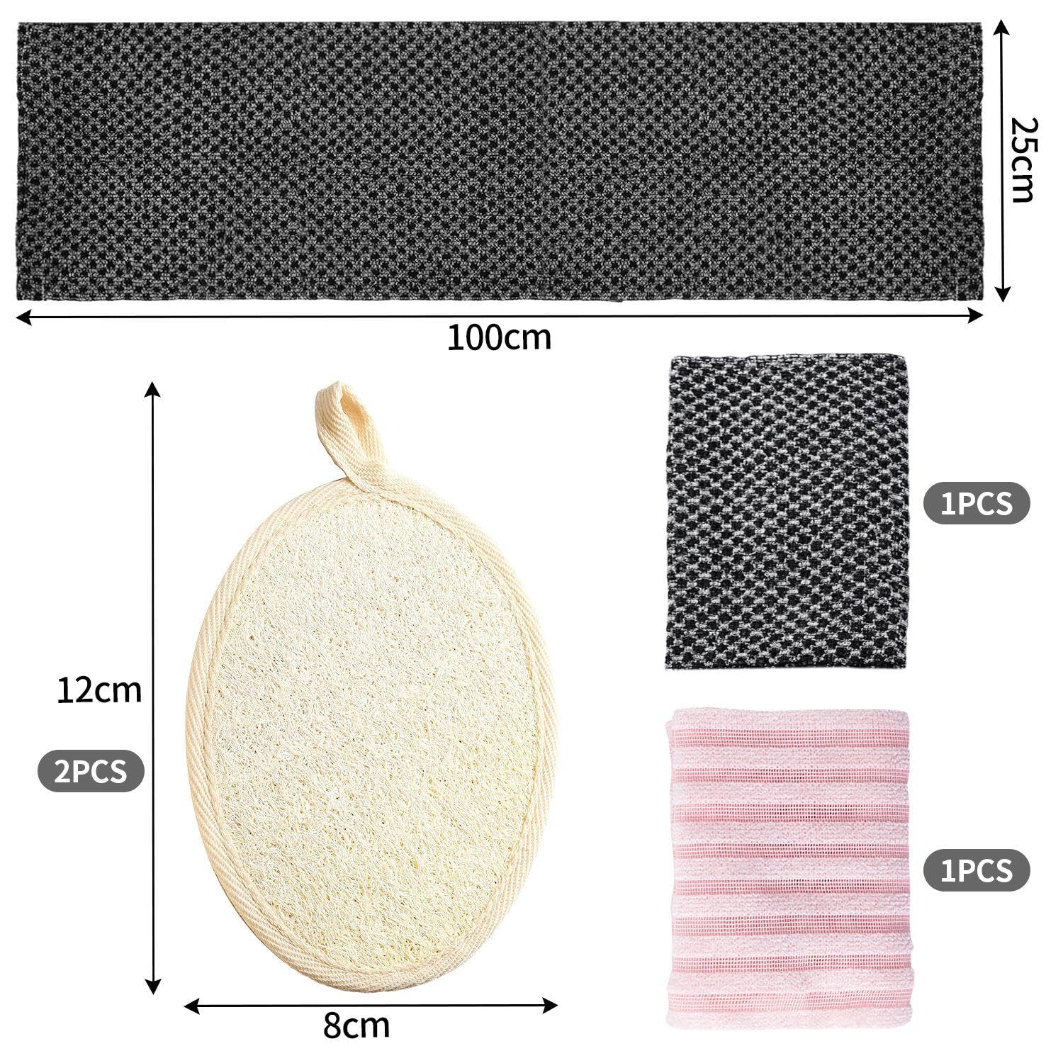 2 Pièces Serviettes De Bain Rectangulaires Et 2 Pièces Lingettes De Bain, Outils De Nettoyage Du Corps, Accessoires De Bain, Épurateur Arrière.