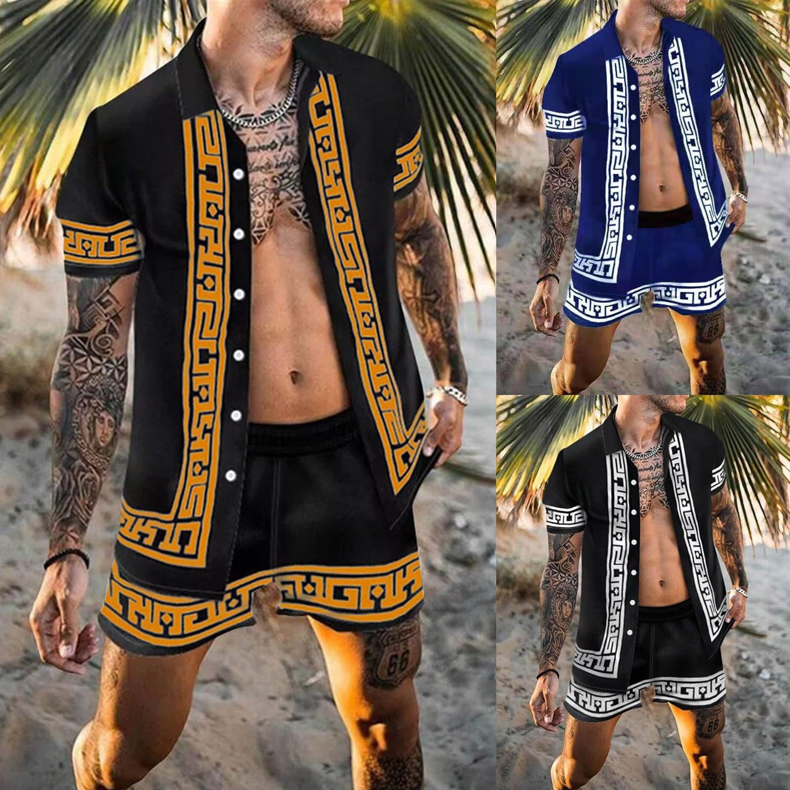 Traje De Verano Para Hombre, Traje Estampado De Ocio, Camisa De Playa, Traje Suelto Informal Corto, Algodón Ligero, Para Playas Y Viajes