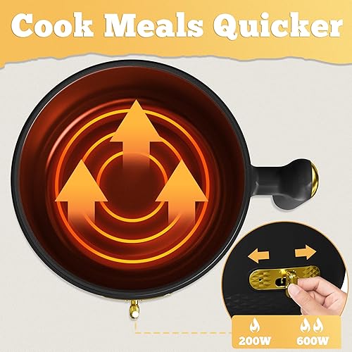 Miniatura 5 de Topwit Olla eléctrica con vapor, olla de ramen de 1.8 L, olla eléctrica portátil para cocinar, cocina multifuncional para carne, huevo, sopa, fideos