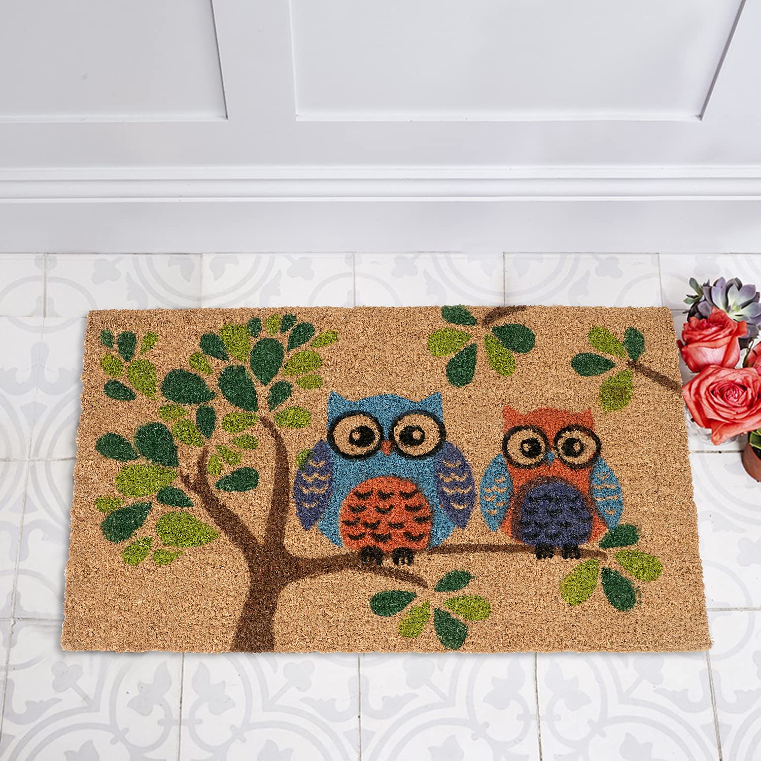 HOKIPO Large 45x75 Natural Coconut Coir Inside Outside Rectangular Mats for Entrance Main Door Mat, Multicolor (IN-487)