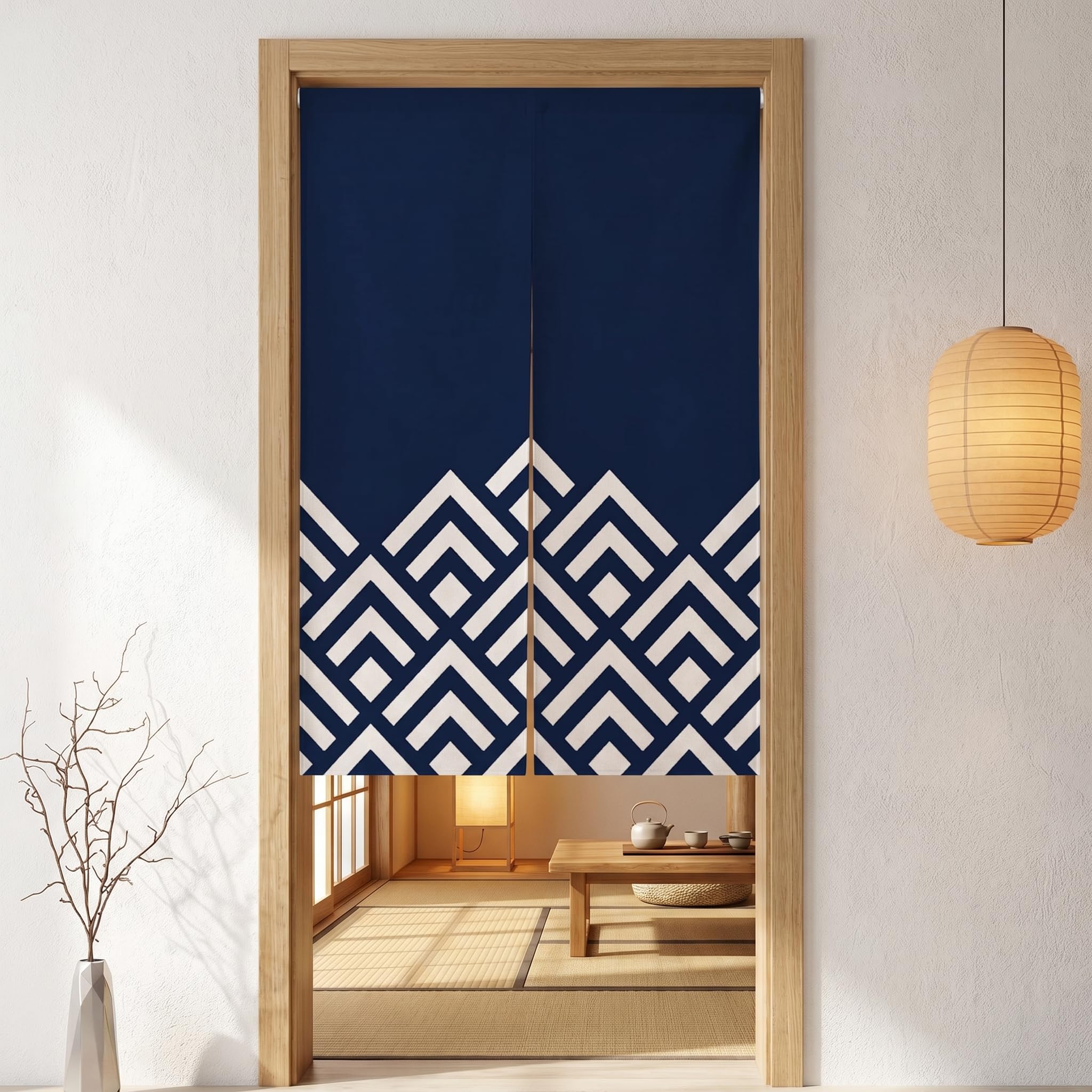 Noren Tenda Giapponese della Porta Tappezzeria Divisorie Lunga Tappezzeria Giapponese della Porta Tenda per Decorazione Porta Finestra Cucina triangolo 80 x 150 cm
