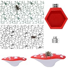 5Pcs Jumping Spider Accessories, Red Mushroom Magnetic Platforms & Net | Red Mushroom Magnetic Jumping Spider Platforms, Climbing Net Hideouts for Spiders Pets Terrarium Decor