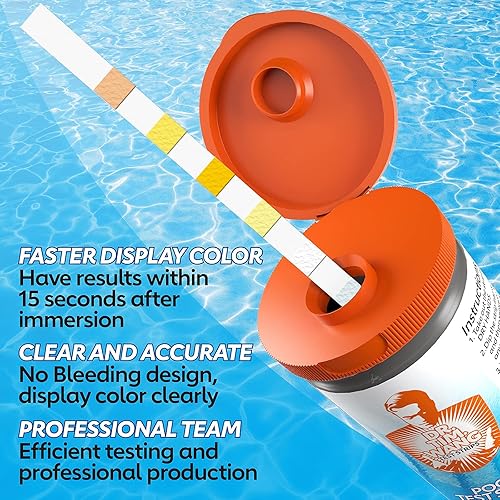 Miniatura 4 de Tiras de prueba para piscina y bañera de hidromasaje, kit de prueba de piscina de precisión 7-1 de grado médico, prueba de pH, cloro libre (bromo),