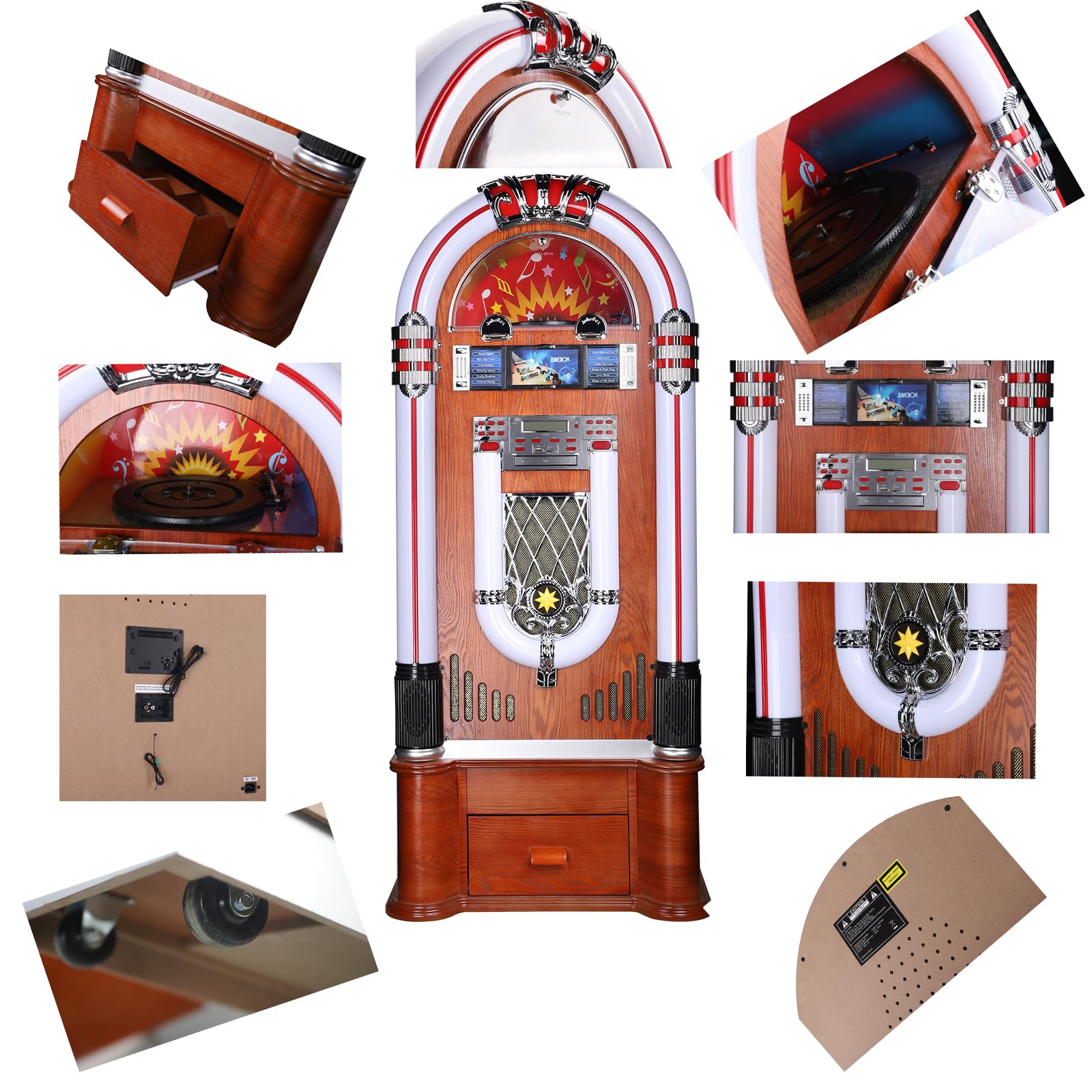 Amazon.com: Retro Juke Box Vinyl Record Player • USB • SD • AUX