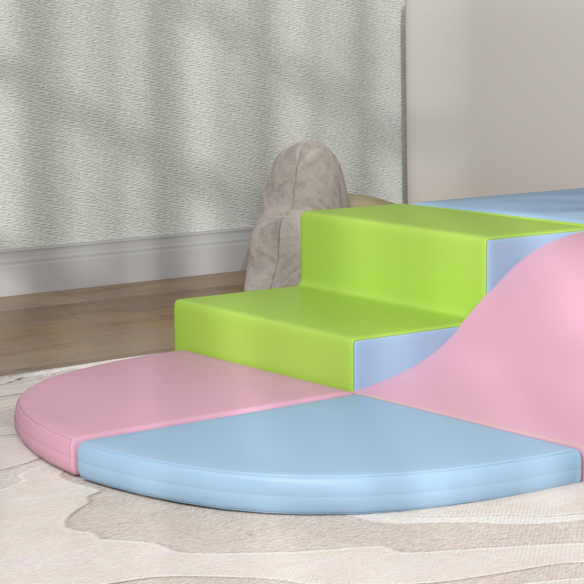 HOMCOM Baby-Motorik-Parcours 6PCS, Baby-Motorikmodul aus EPE-Schaumstoff mit kunststoffbeschichtetem Bezug, Schaumstoffbausteine, Lernspielzeug für Kinder im Vorschulalter, Mehrfarbig
