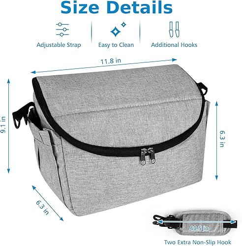 Miniatura 9 de Accmor Organizador universal para cochecito  Bolsa de cochecito de gran capacidad con correa para el hombro  Accesorios para Uppababy, Nuna, Doona,