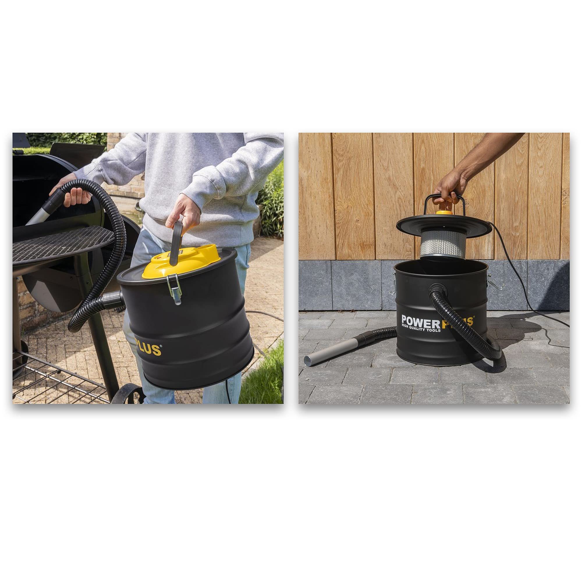 Powerplus POWX3013 - Aspirador de cenizas con motor de 1600 W, 20 litros, práctico y ligero, para chimenea, barbacoa, horno, boquillas de aspiración de aluminio
