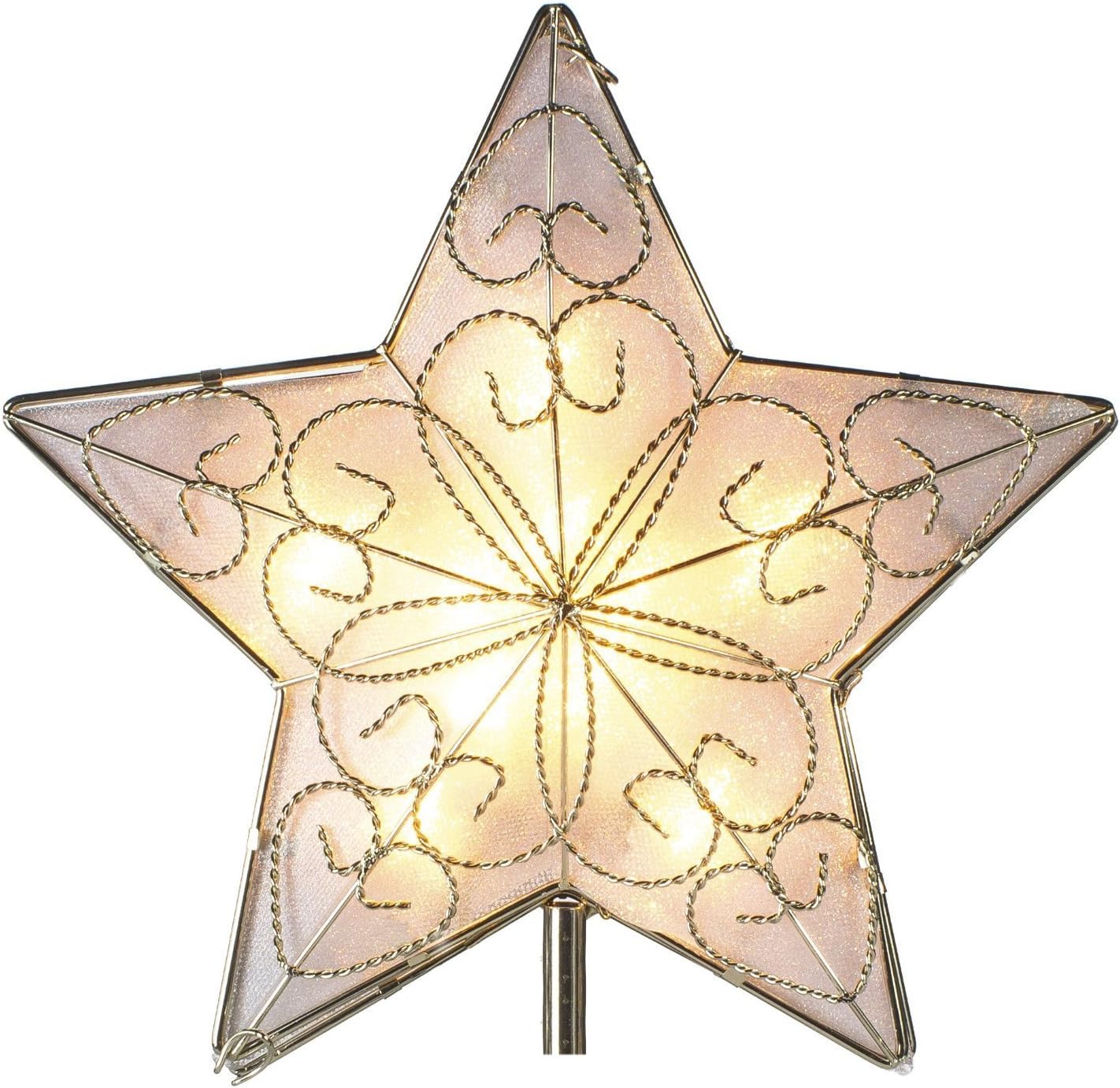 Kurt Adler 10 Light Indoor UL Star Treetop - Fits Perfectly On Christmas Tree Silver Trimming Pattern