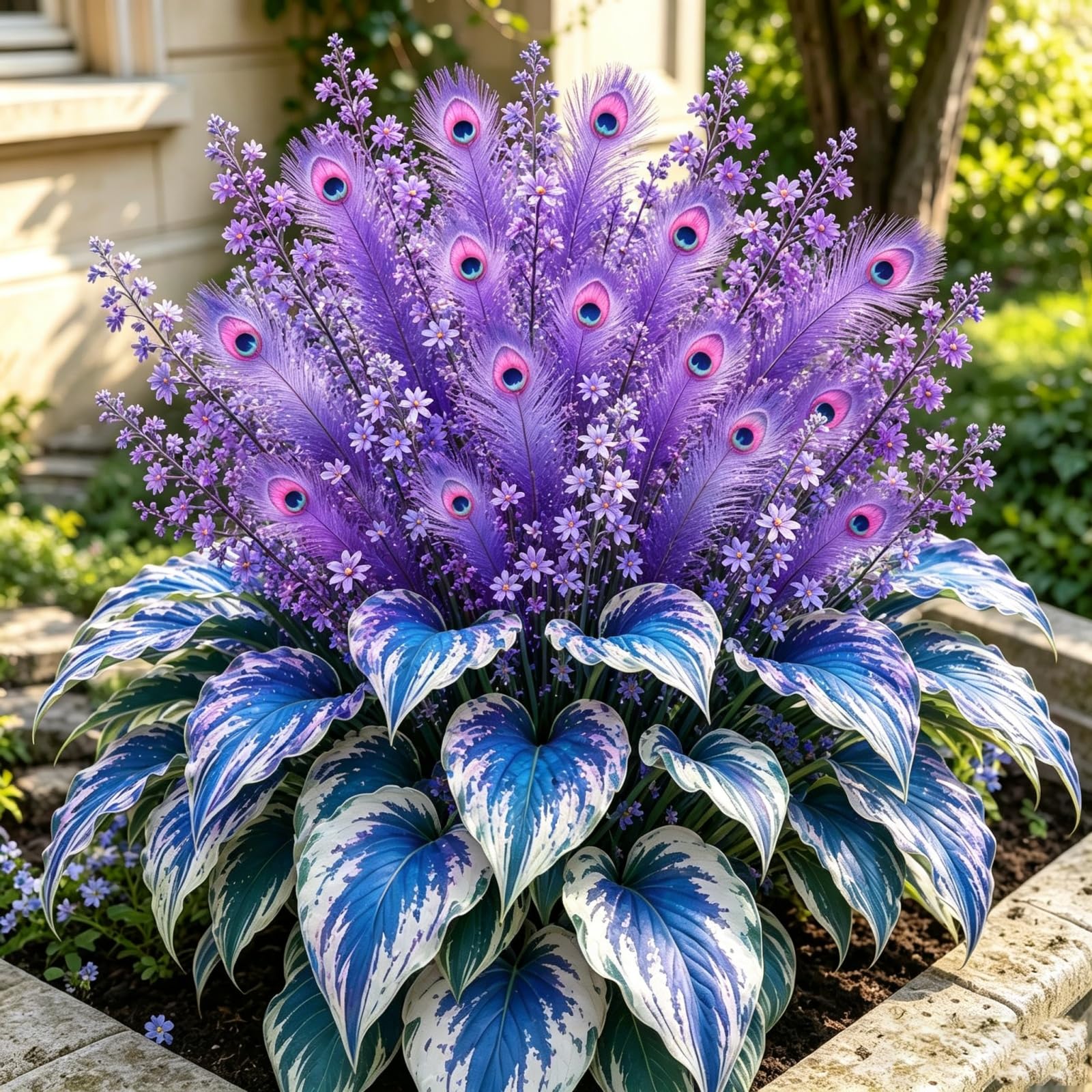 Fast Growing Peacock Flame Hosta Plants for Beautiful Outdoor Garden Displays-10 Rhizomes-C