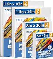 Vista 9 de FIXSMITH Lienzo blanco estirado de 12 x 16 pulgadas, paquete a granel de 8, imprimado, 100 % algodón, perfil de 5/8 pulgadas, paquete de gran valor