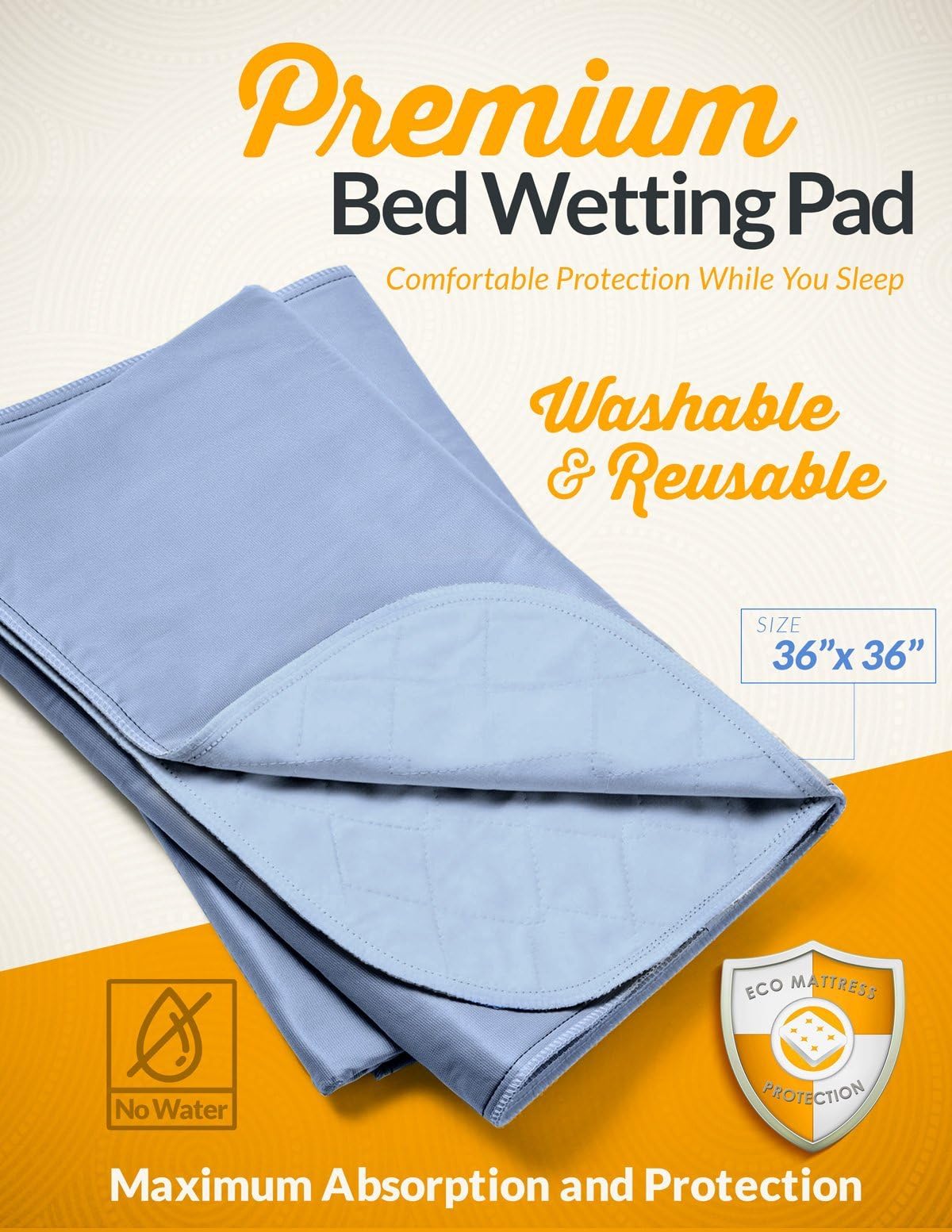 Premium Mattress Protector for Bed Wetting and Incontinence. 4 Layers of Protection. Silent-NO Noise Comfort. No Leak Bed Pad.