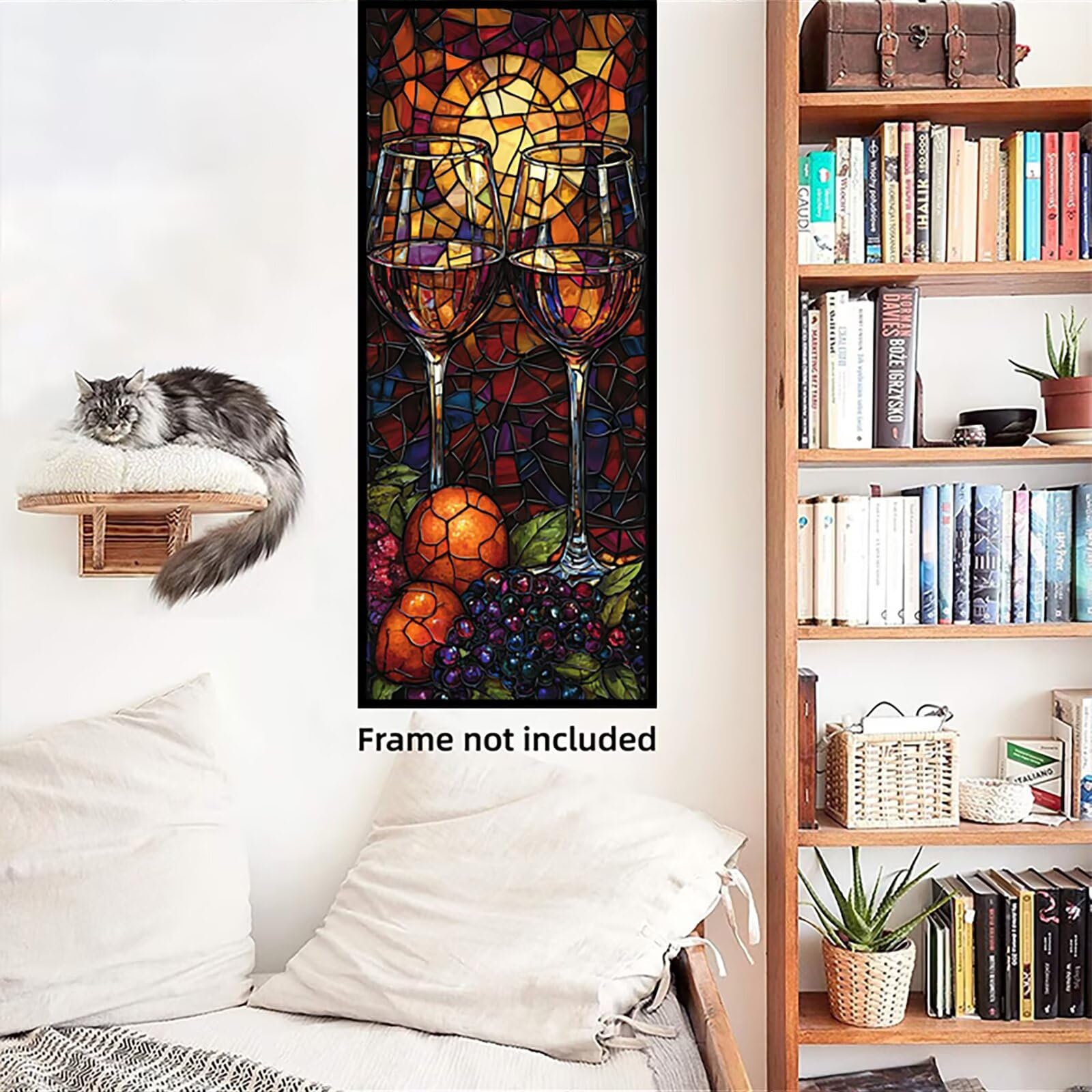 Malen Nach Zahlen 50x150cm Leinwand Weinglas Malen Nach Zahlen Erwachsene mit Ohne Rahmen, DIY Kreativ Set für Erwachsene mit Pinseln und Acrylfarbe, Zimmer Deko Obst Landschaft Geschenk, P0M-863