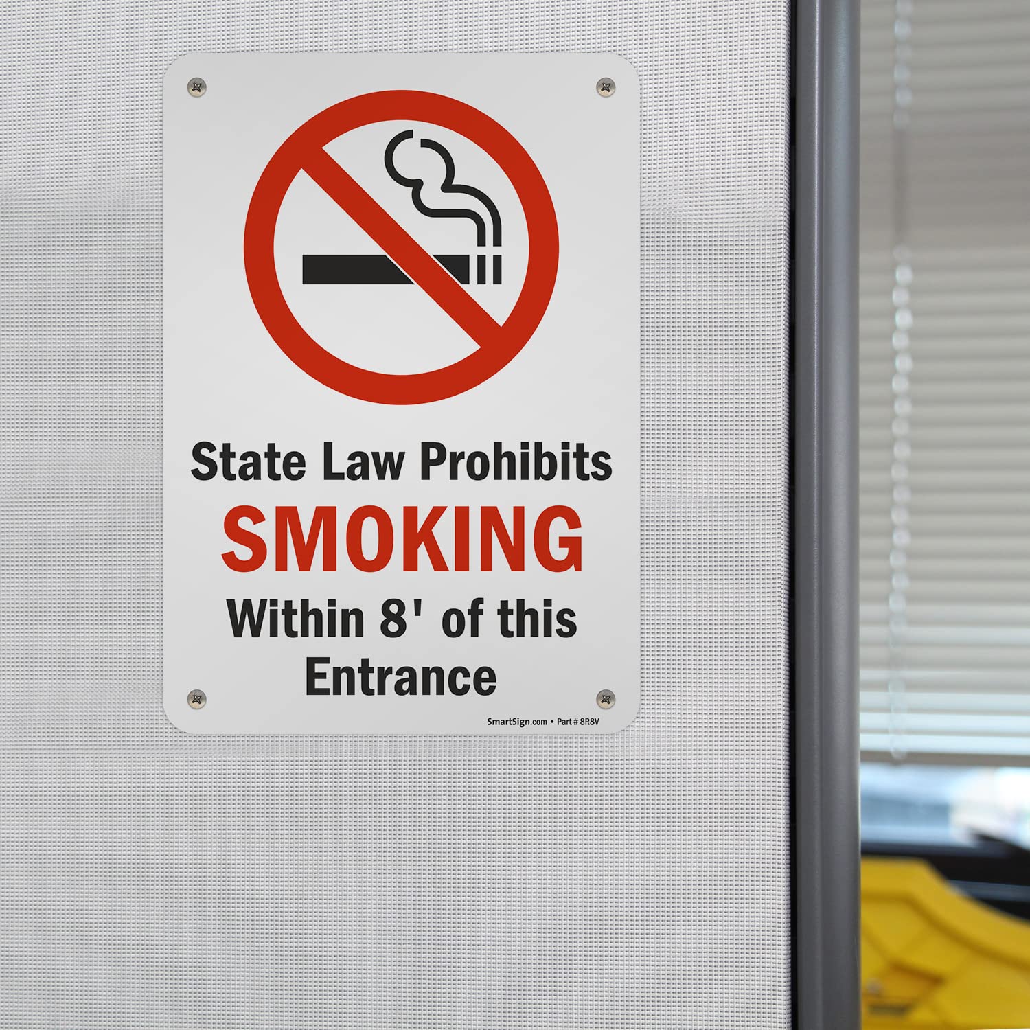 "No Smoking" Ohio State Law Sign - 10x7 Inch Plastic, Red/Black/White, With Reporting Number - View #13