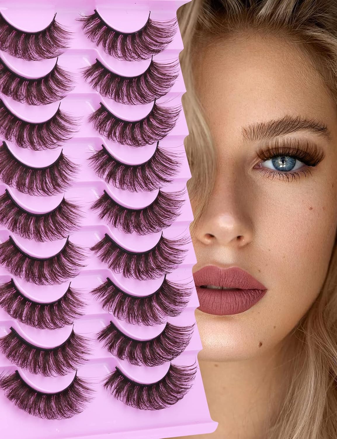 False Eyelashes Brown Natural Look 1218MM Russian Strip