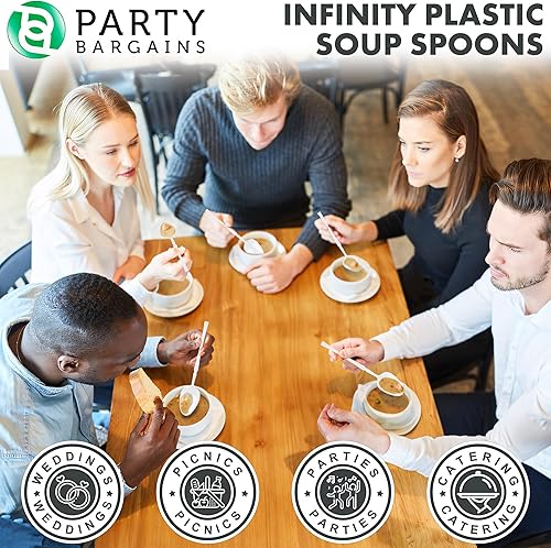 Miniatura 199 de Party Bargains Disposable Plastic Black Gold Cutlery Set, Infinity Modern Design Utensils, 40 Pack: 16 Forks, 8 Knives, 16 Spoons