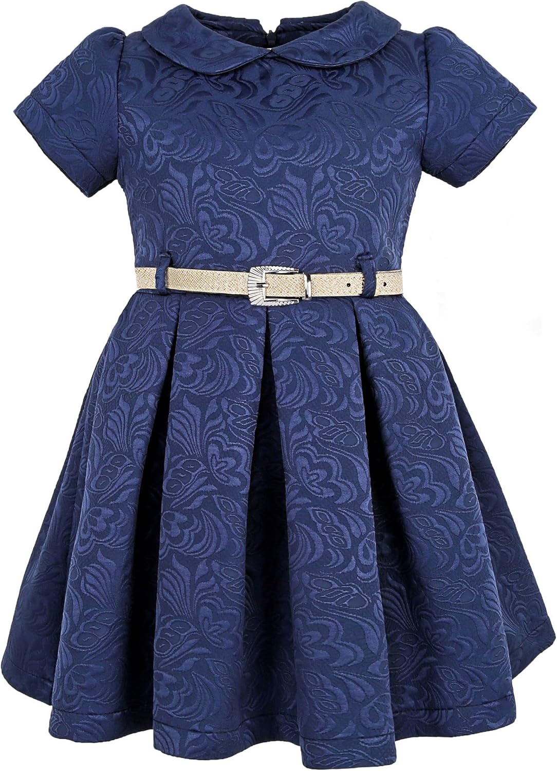 Lilax Little Girls' Flocked Occasion Dress with Shimmer Belt