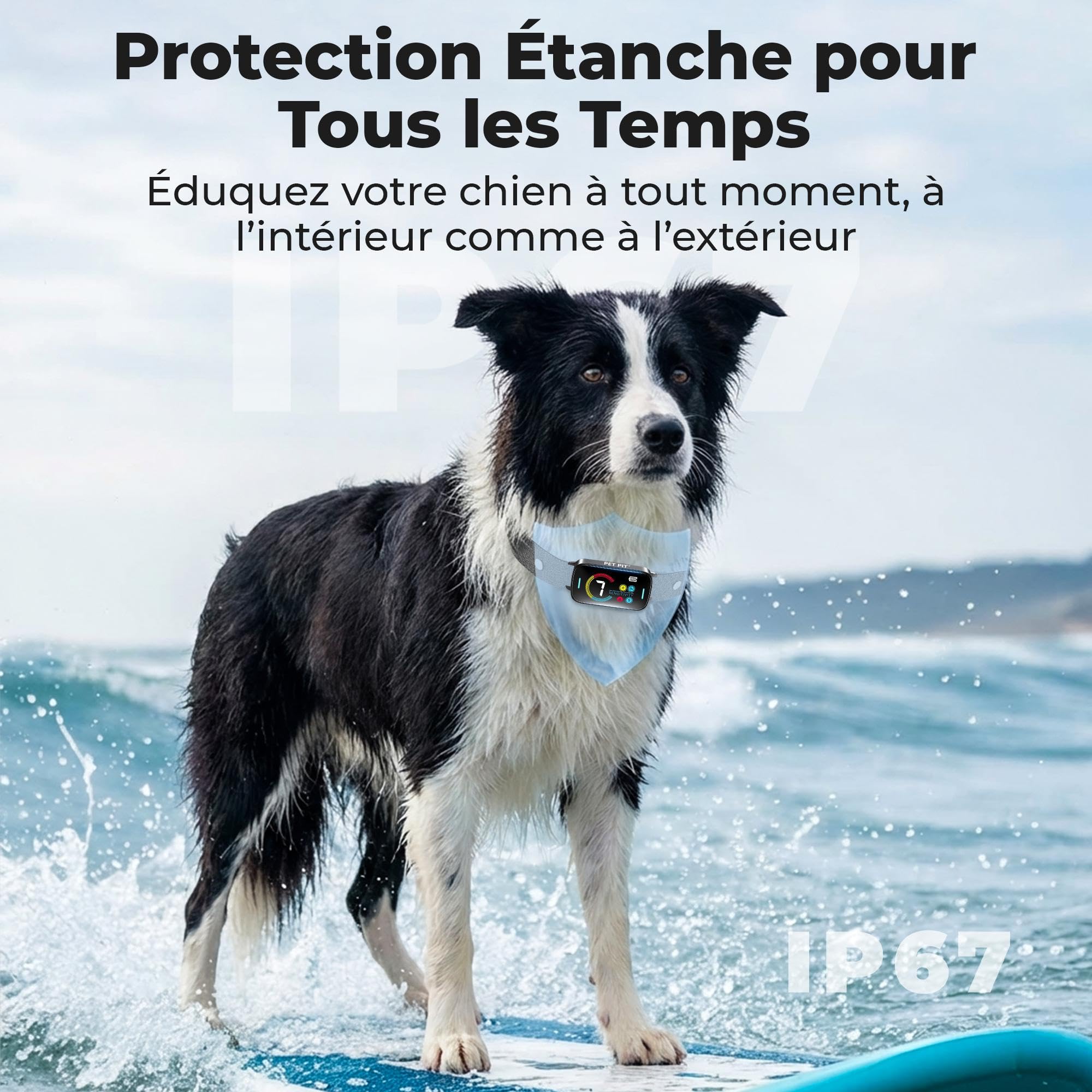 Collier Anti Aboiement Chien,sans Choc | Rechargeable, Collier Chien avec 3 Modes,7 Niveaux De Sensibilité, Détection Intelligente des Aboiements, pour Petits à Gros Chiens, Étanche IP67