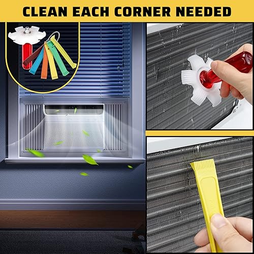 Miniatura 7 de Cepillo de limpieza de aletas de condensador de aire acondicionado, peine de aleta de condensador y cepillo de limpieza de bobina de refrigerador,