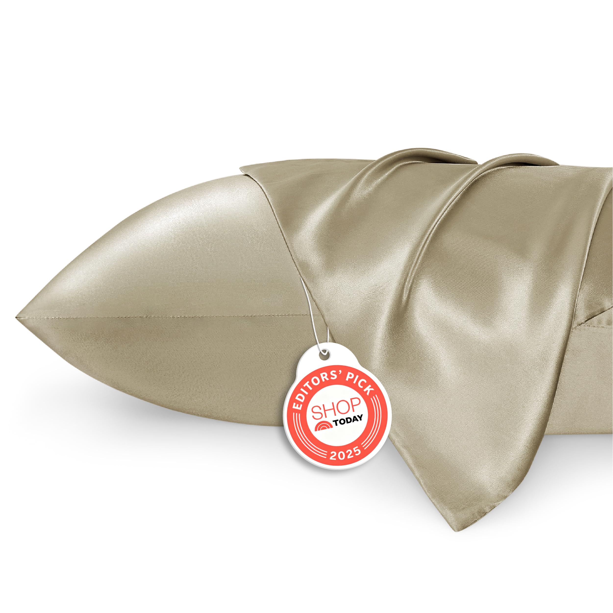 Bedsure Satin Pillowcase 2 Pack Similar to Silk Pillow Cases Standard Size, Pillow Case for Sleeping Women with Envelope Closure, Gifts for Women Men, Khaki, 20x26 Inches, 2pcs