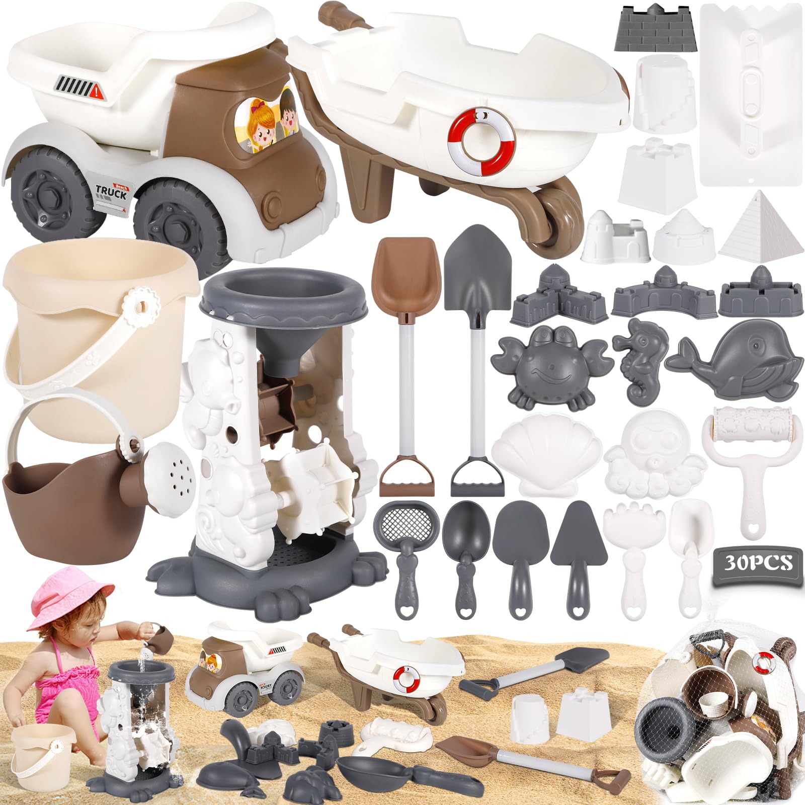 Set De 22 Juguetes De Playa Con Pala Y Bolsa De Malla – Ideal Para Castillo De Arena Y Diversión En La Play