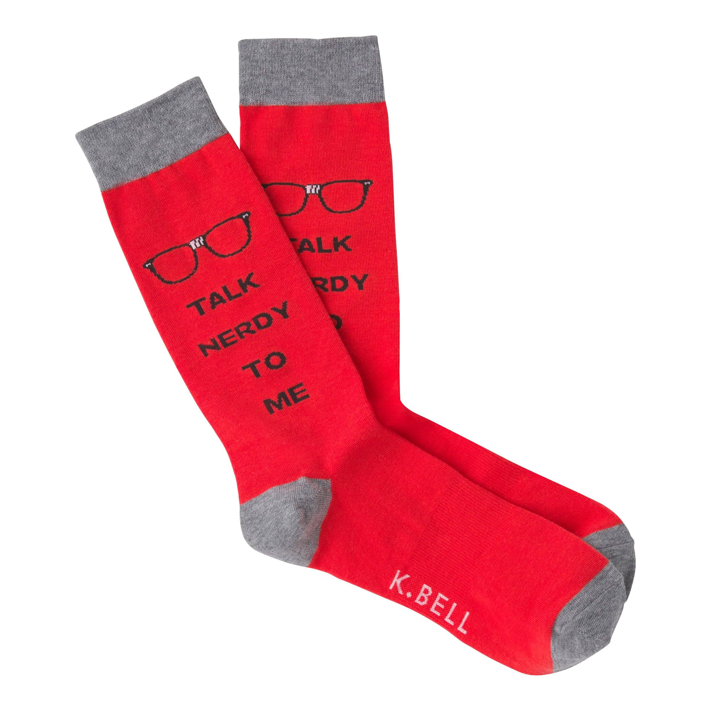 K. Bell Men's Funny Jokes & Wordplay Crew Socks-1 Pairs-Cool & Fun Pop Culture Gifts