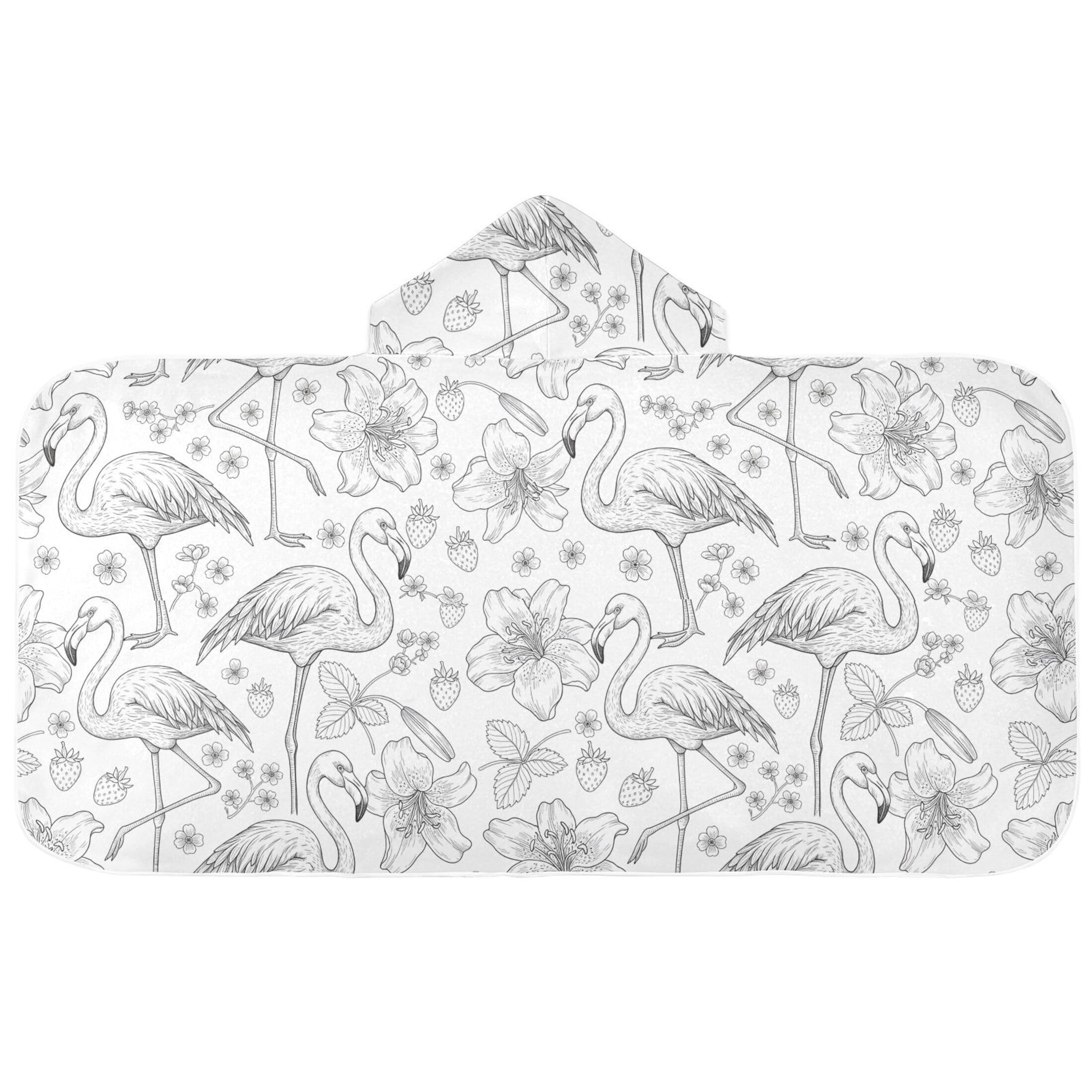 Fuauuyl Flamingo Lilies Hooded Baby Bath Towel Soft & Breathable Towel for Newborns Infants Toddlers, Nursery Essential