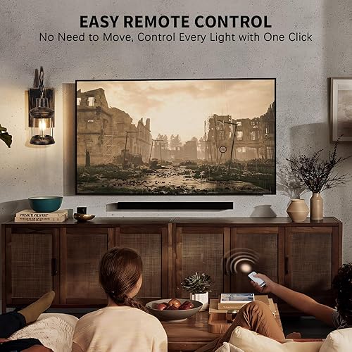 Miniatura 3 de B02 Aplique de pared con pilas, lámpara de pared recargable con control remoto de encendidoapagado con acabado de bronce aceitado, accesorios de