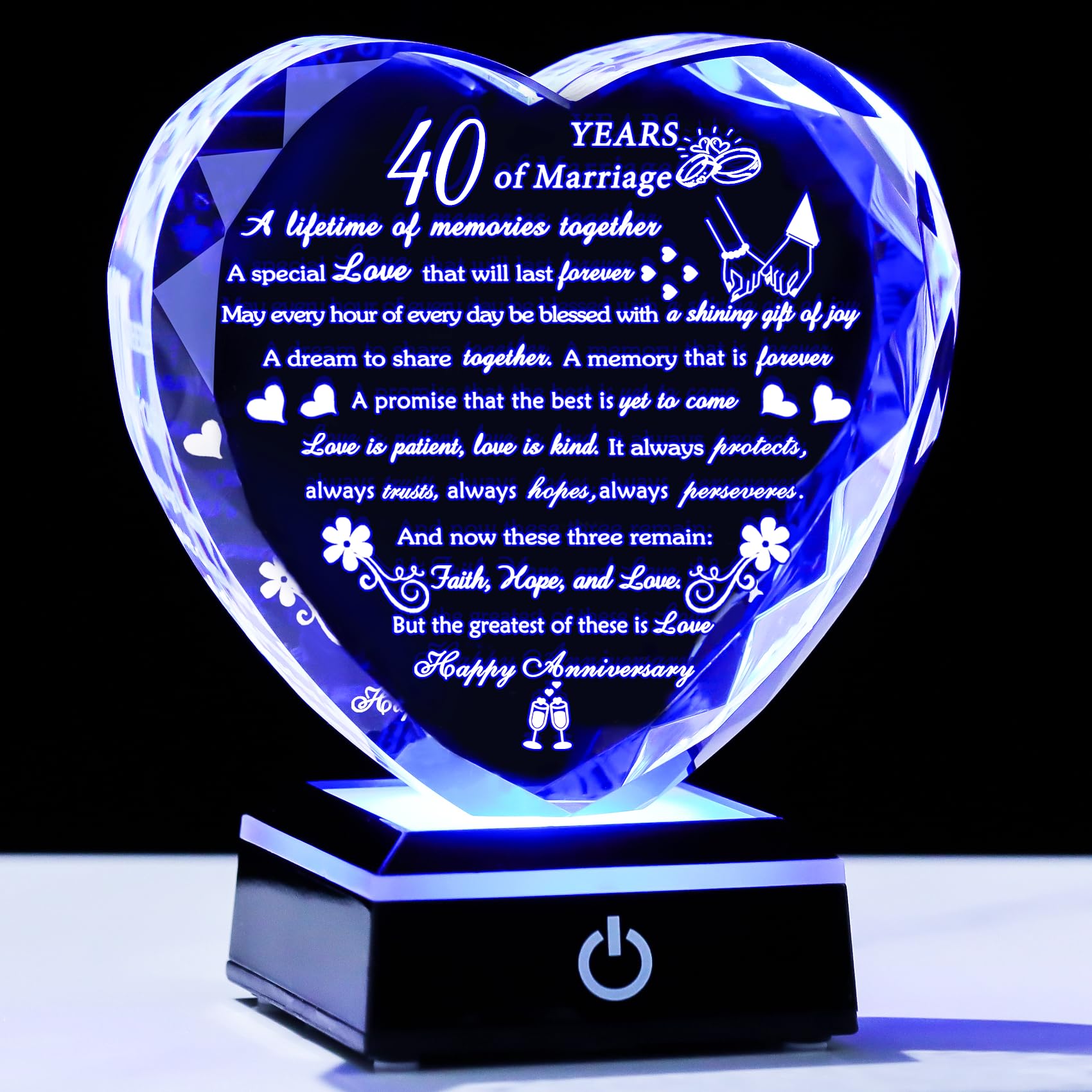 40th Wedding Anniversary Crystal Heart