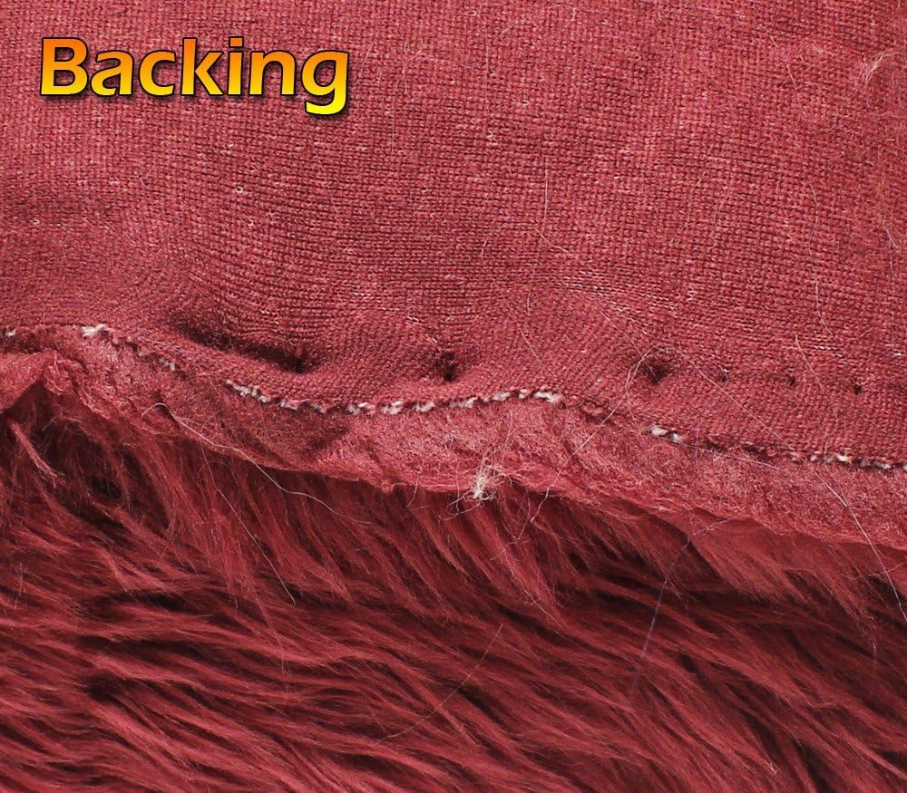 Faux Fur Fabric Long Pile Shaggy Burgundy / 60" Wide/Sold by The Yard
