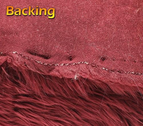 Miniatura 2 de Tela de piel sintética de pelo largo, color burdeos, 60 pulgadas de ancho, vendido por yarda