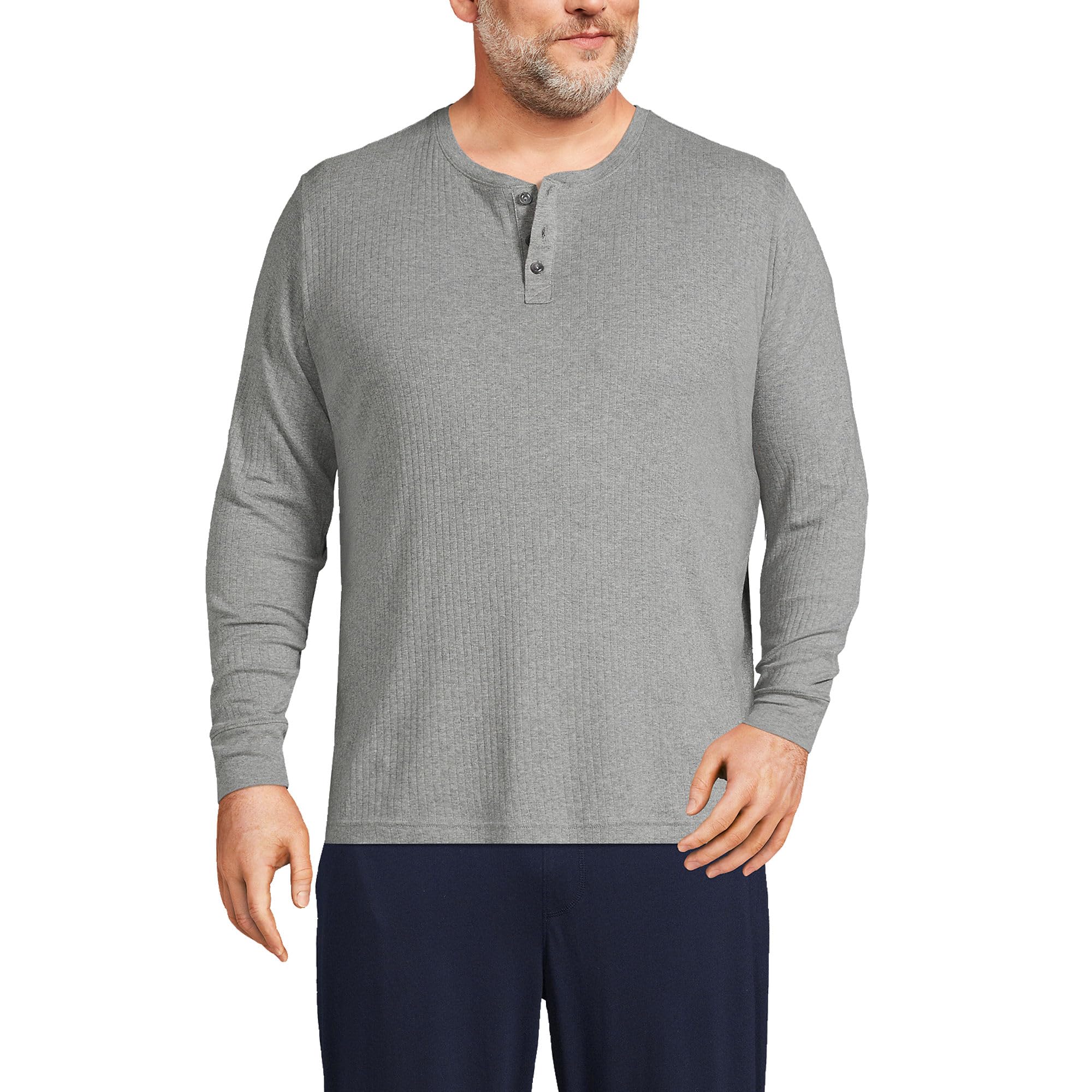 Lands' End mens Knit Rib Pajama Henley