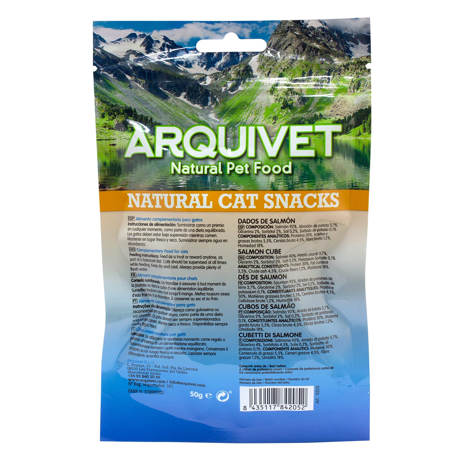Arquivet Dés de Saumon 50 g, 24 unités