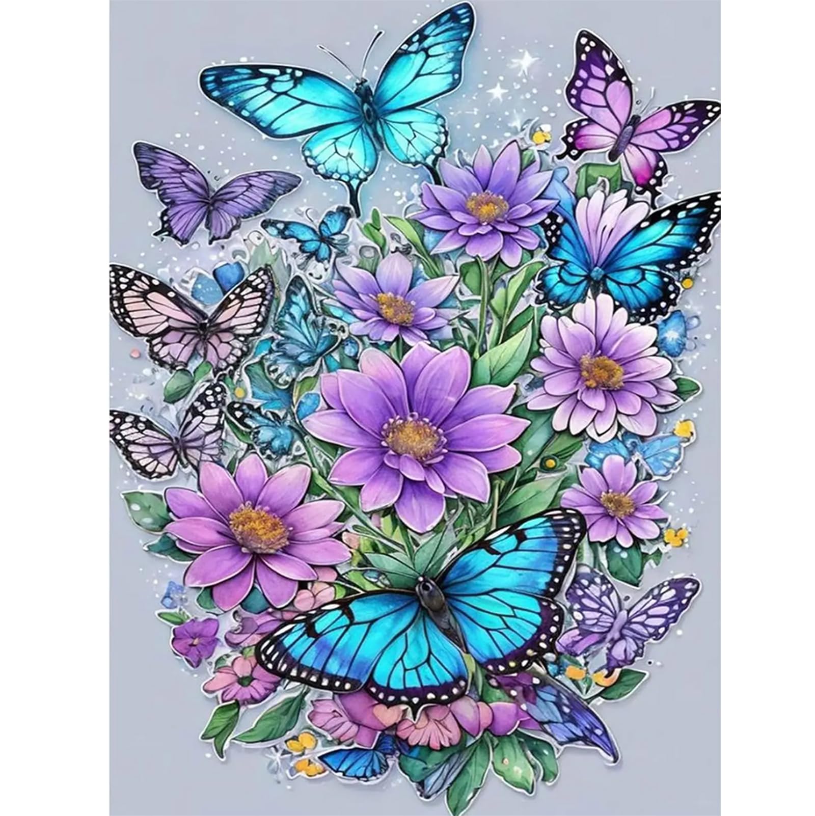 Poetrydraw Butterfly Full Diy 5D Round Drill Diamond Art Painting Gem Art For Adults/Beginners Gift Idea Home Decor Diamond Art Paintings Picture Arts Craft 11.81X15.75in