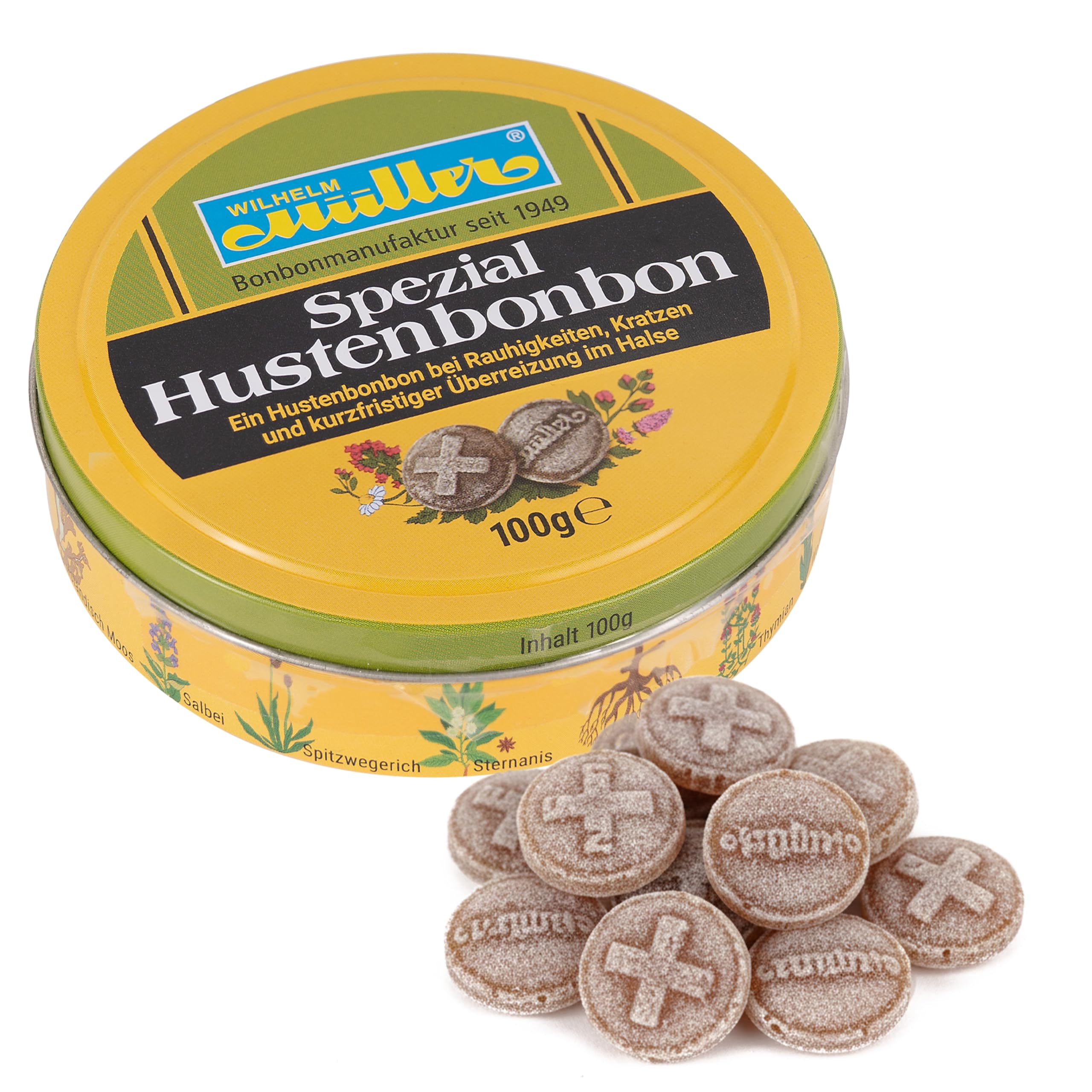 WILHELM Müller Spezial-Hustenbonbons - Aromatische Bonbons mit wohltuender Rezeptur, ideal bei Hustenreiz, für unterwegs, Büro & Alltag - 2000g