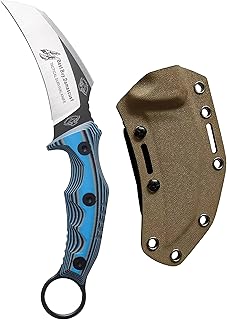 Best.Buy.Damascus1 Hunting knife Survial Blue G10 Fixed Blade Knife with Kydex Sheath Prime Qulity - Best.Buy.Damascus1