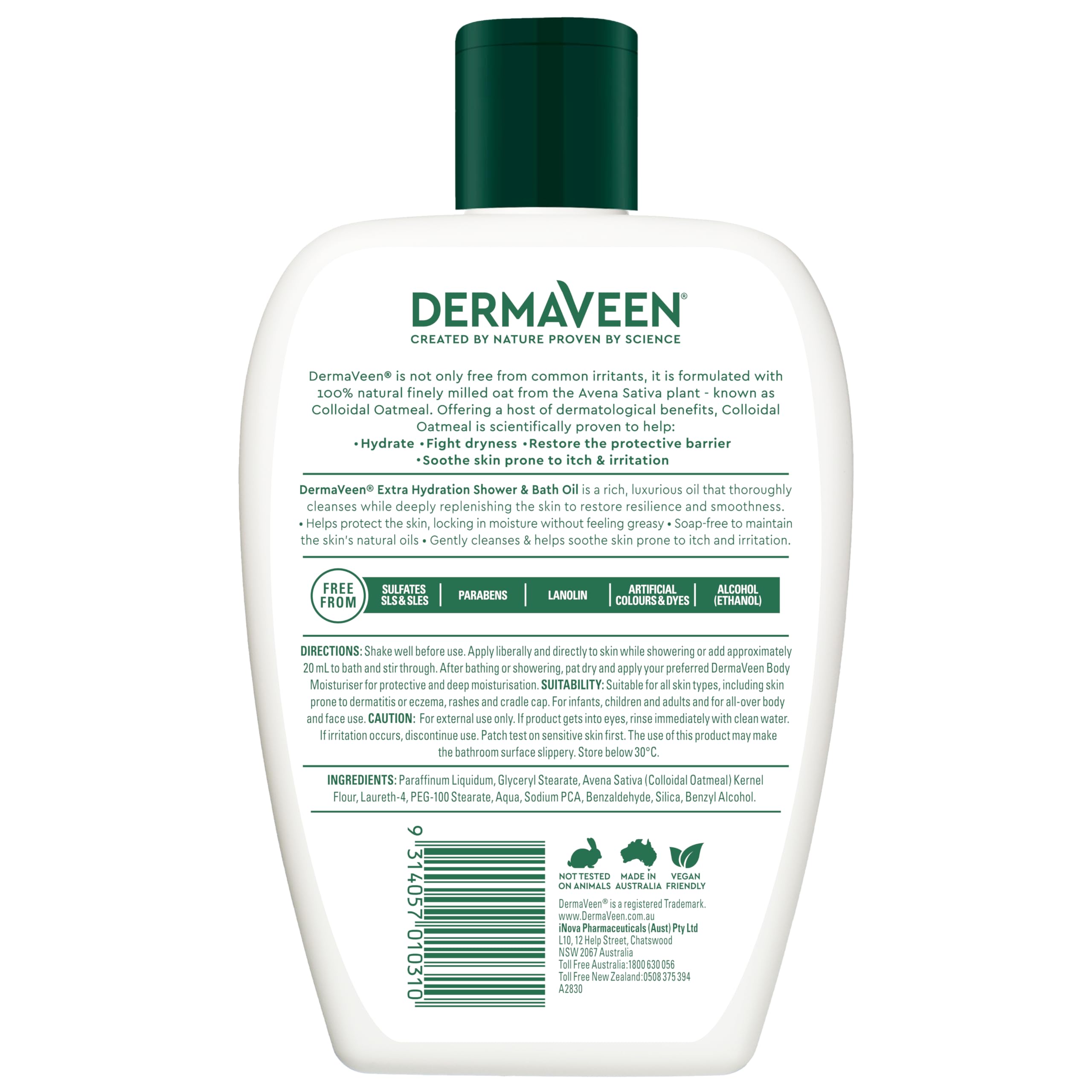 DermaVeen Bardzo delikatny olejek pod prysznic i do kąpieli, 1 l