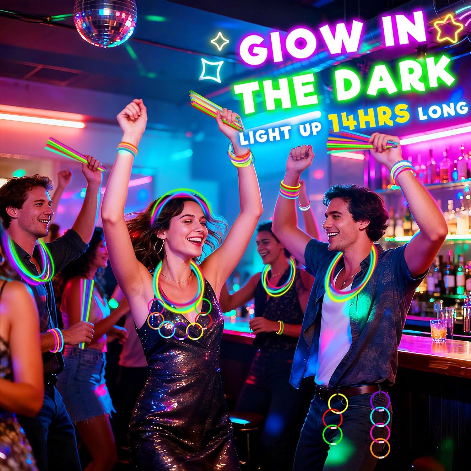 TURNMEON 360 Pack Ultra Bright Glow Sticks Bulk Glow In The Dark Party Supplies Necklace Bracelet with Connector 8" Light Up 14Hrs Long Last Party Favors Toy Birthday Wedding Pool Patriotic