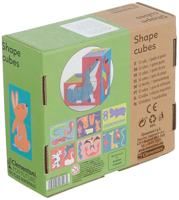 Foto 2 de 5 de Clementoni-16227-12 Cubos Serigrafiados Formas Casas - Cubos Infantiles sostenibles a Partir de 4 años