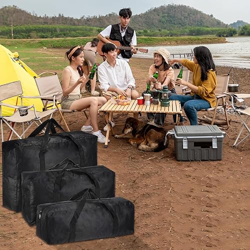 Miniatura 8 de PATIKIL Bolsa de repuesto para silla de campamento de 26 pulgadas, bolsa de lona plegable de gran tamaño con cremallera, bolsa de lona plegable para