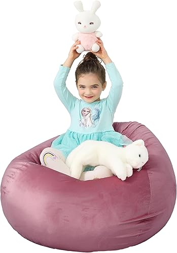 Funda para puf de almacenamiento de animales de peluche (sin relleno), con cremallera, suave, mullida, rellenable, para organizar juguetes de